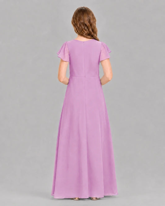 Lilac A-line Junior Bridesmaid Dresses Back