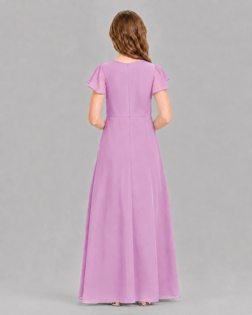 Lilac A-line Junior Bridesmaid Dresses Back