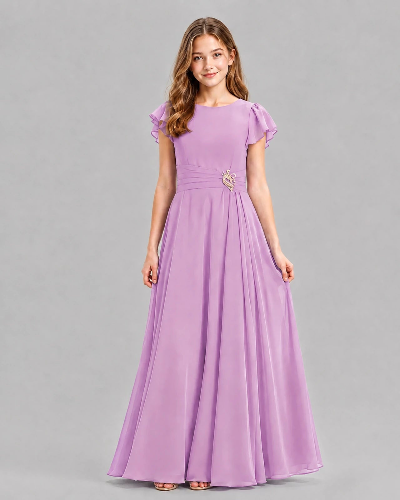 Lilac A-line Junior Bridesmaid Dresses Front