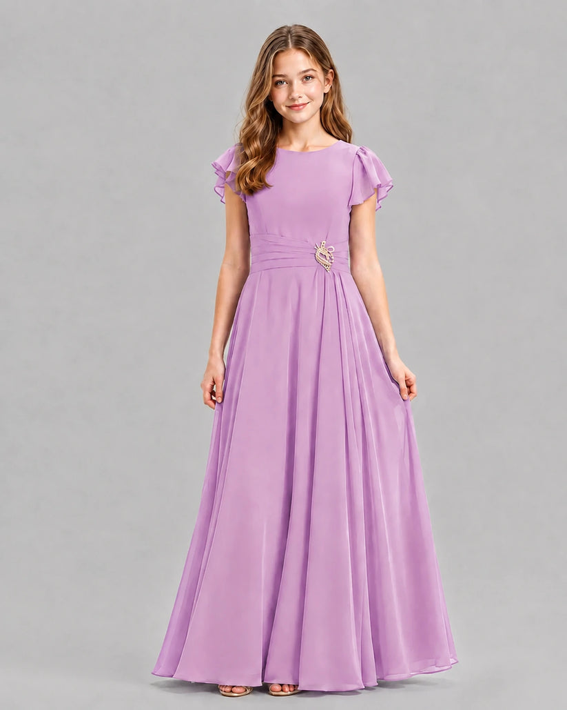 Lilac A-line Junior Bridesmaid Dresses Front