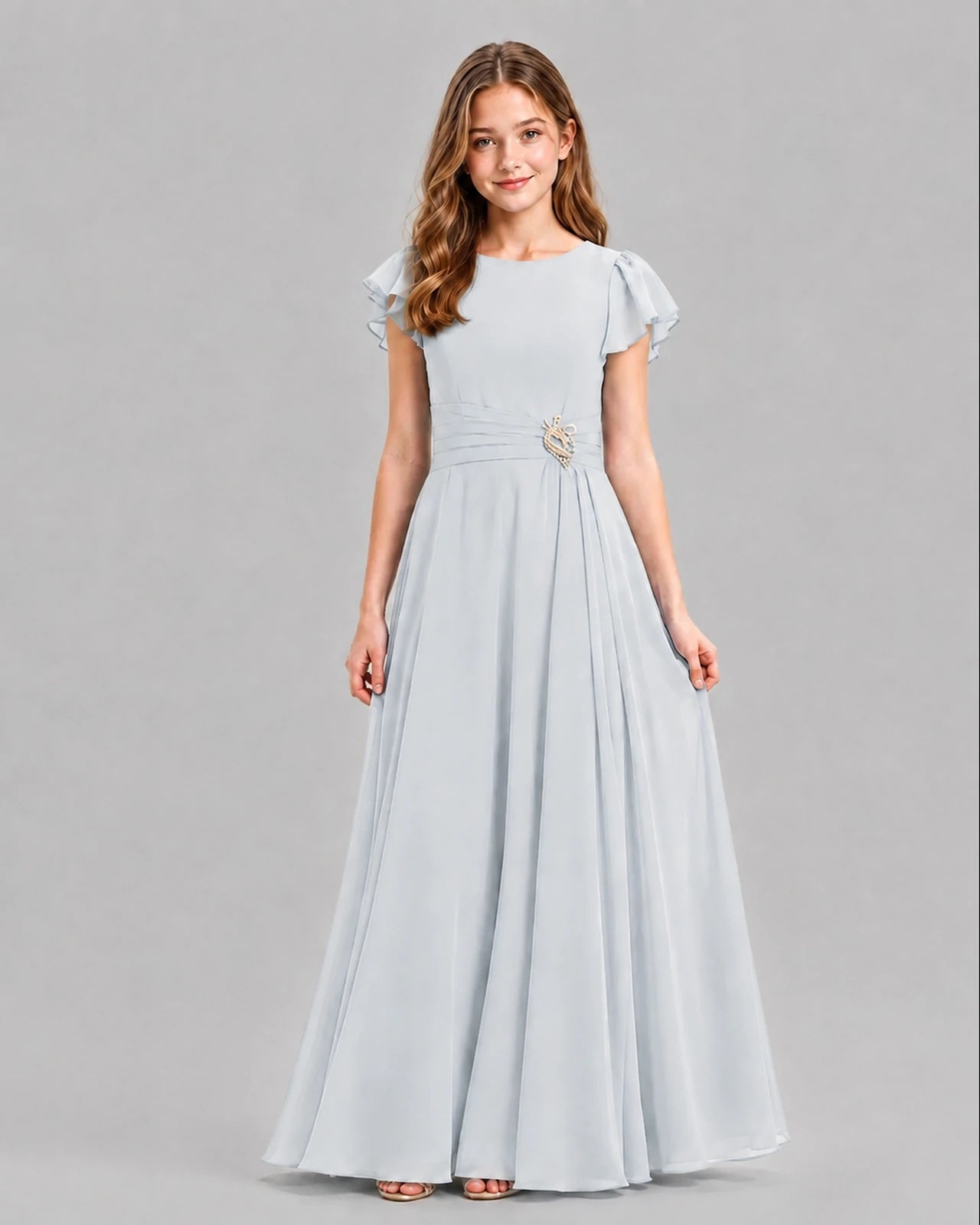 Mist A-line Junior Bridesmaid Dresses Front