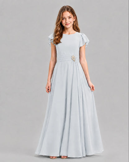 Mist A-line Junior Bridesmaid Dresses Front