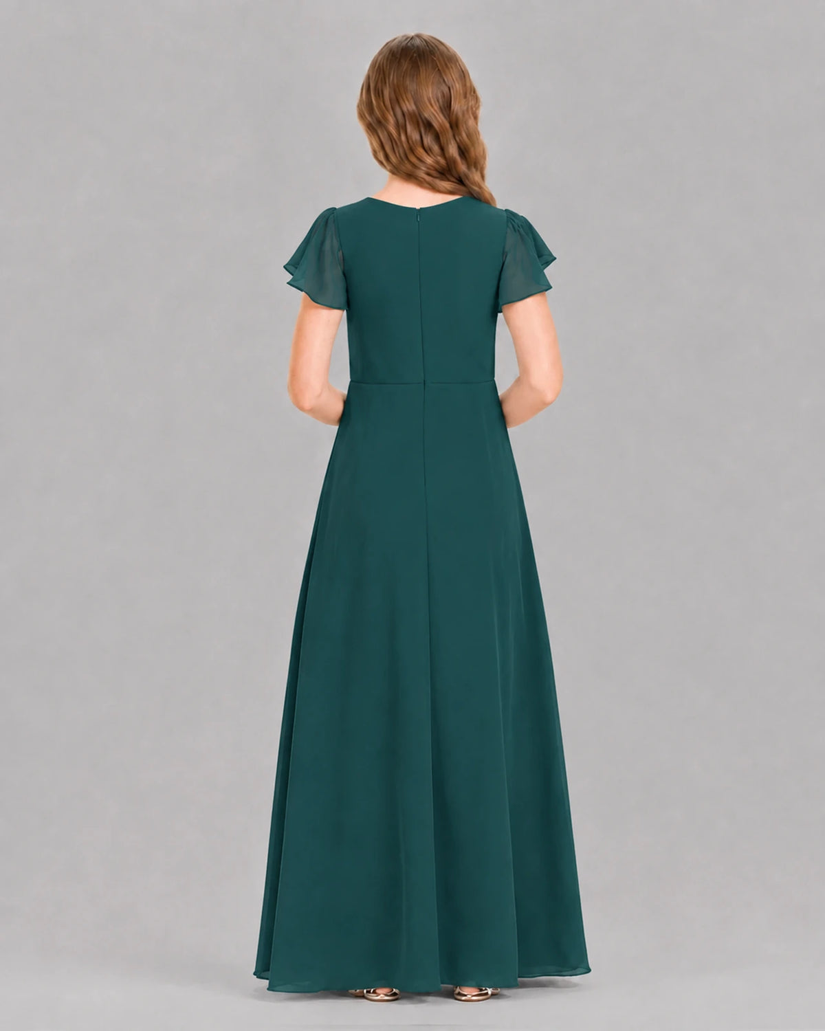 Peacock A-line Junior Bridesmaid Dresses Back