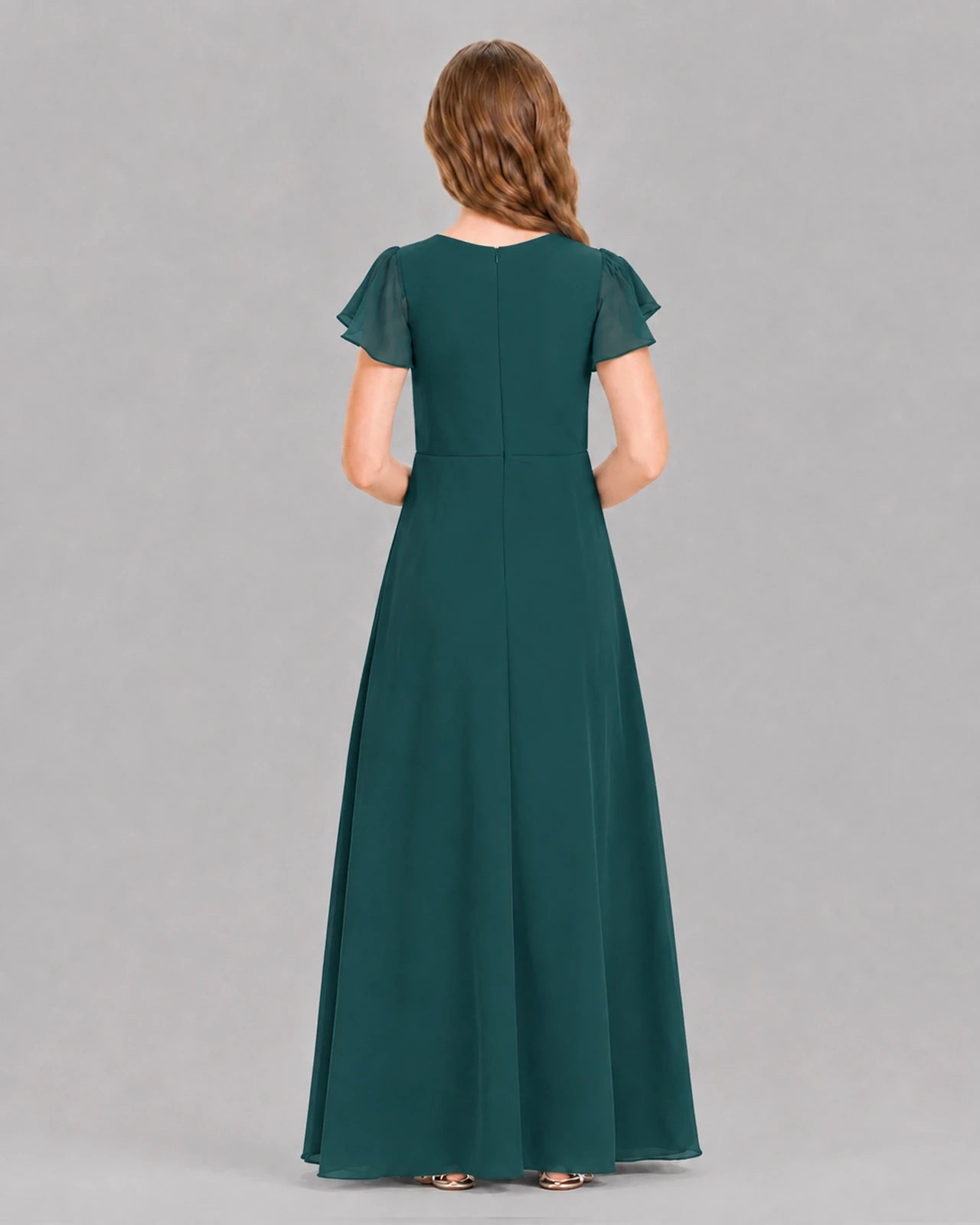 Peacock A-line Junior Bridesmaid Dresses Back