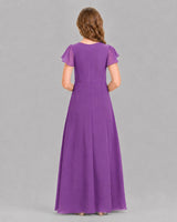 Purple A-line Junior Bridesmaid Dresses Back