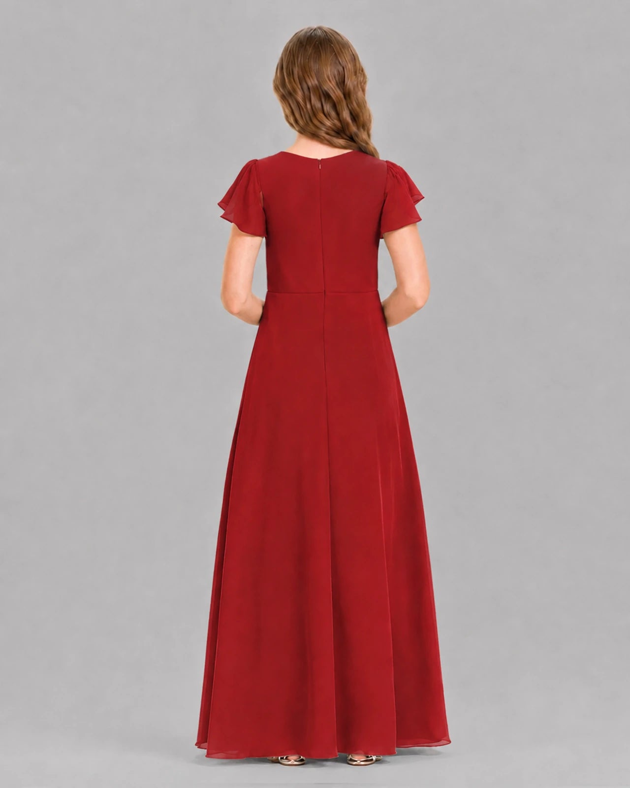 Red A-line Junior Bridesmaid Dresses Back
