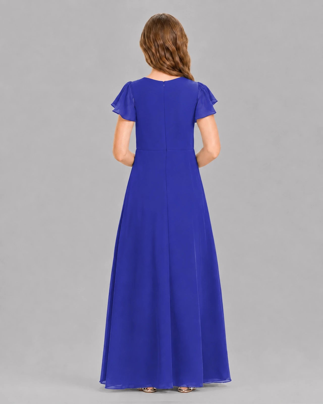 Royal Blue A-line Junior Bridesmaid Dresses Back