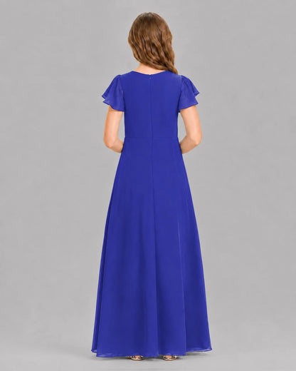 Royal Blue A-line Junior Bridesmaid Dresses Back