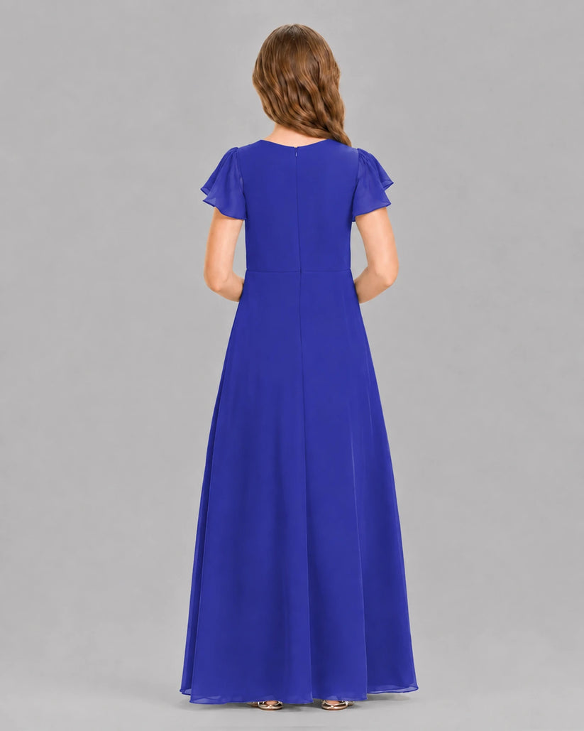 Royal Blue A-line Junior Bridesmaid Dresses Back
