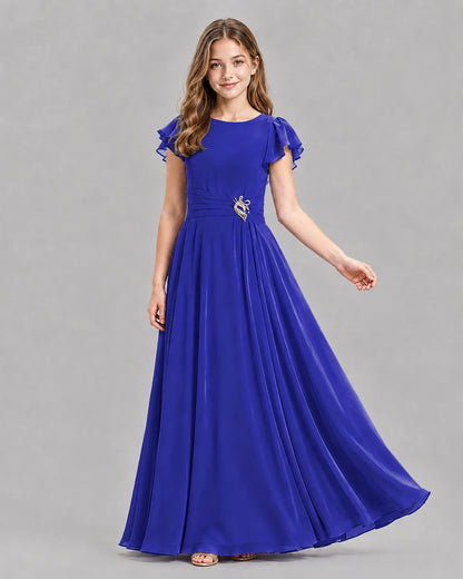 Royal Blue A-line Junior Bridesmaid Dresses Pose