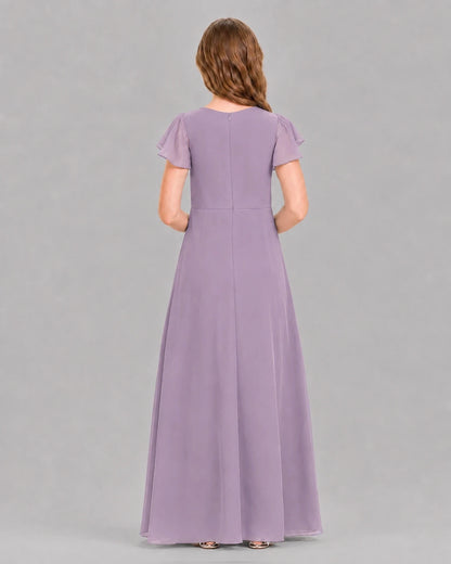 Wisteria A-line Junior Bridesmaid Dresses Back