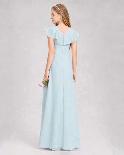 Baby Blue A-line Junior Bridesmaid Dresses Side