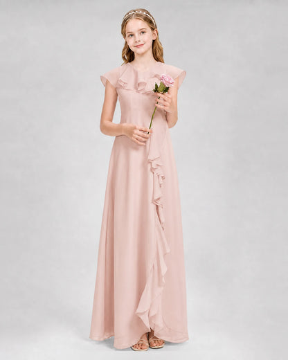 Blush Pink A-line Junior Bridesmaid Dresses Front