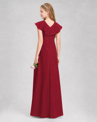 Burgundy A-line Junior Bridesmaid Dresses Side