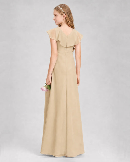 Champagne A-line Junior Bridesmaid Dresses Side