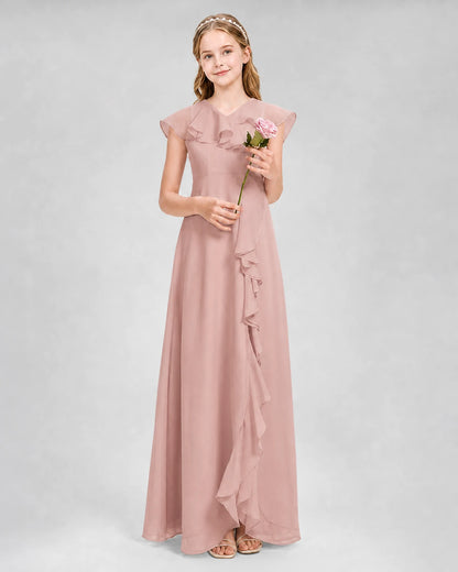 Dusty Rose A-line Junior Bridesmaid Dresses Front