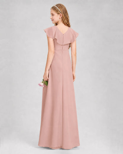 Dusty Rose A-line Junior Bridesmaid Dresses Side