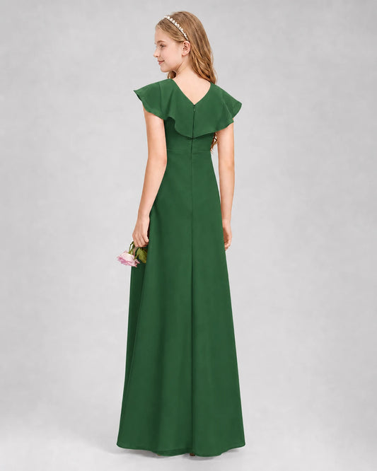Emerald Green A-line Junior Bridesmaid Dresses Side