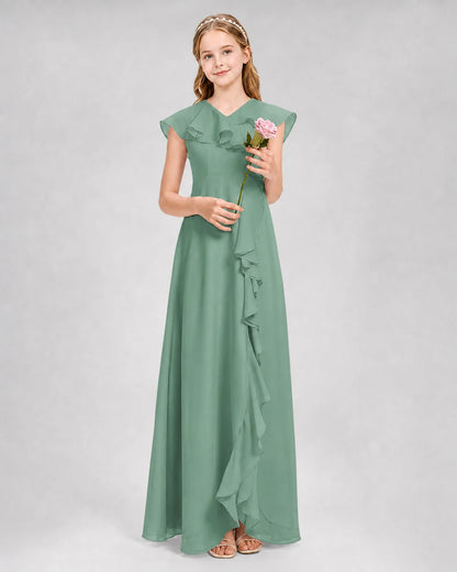 Eucalyptus A-line Junior Bridesmaid Dresses Front