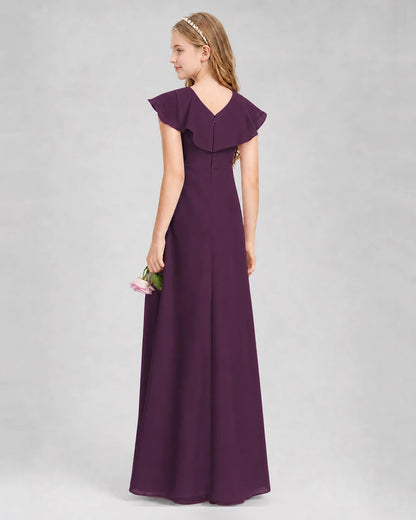 Grape A-line Junior Bridesmaid Dresses Side
