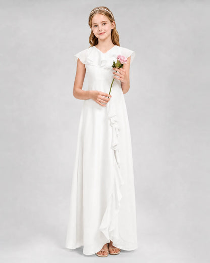 Ivory A-line Junior Bridesmaid Dresses Front