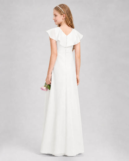 Ivory A-line Junior Bridesmaid Dresses Side