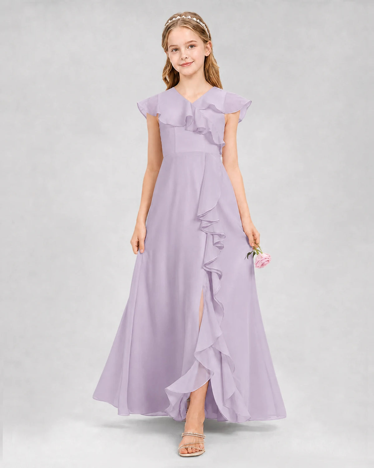 Lavender A-line Junior Bridesmaid Dresses Back