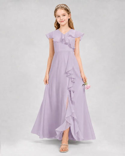 Lavender A-line Junior Bridesmaid Dresses Back