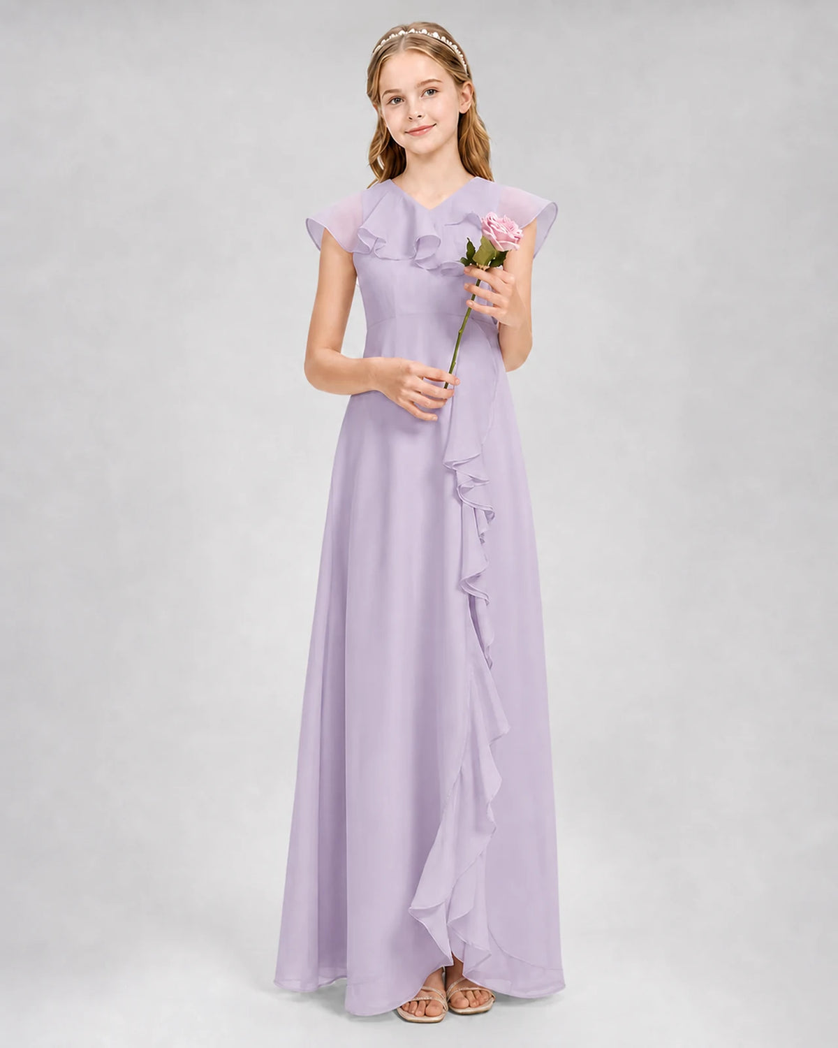 Lavender A-line Junior Bridesmaid Dresses Front