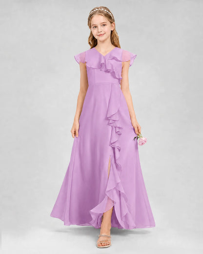 Lilac A-line Junior Bridesmaid Dresses Back