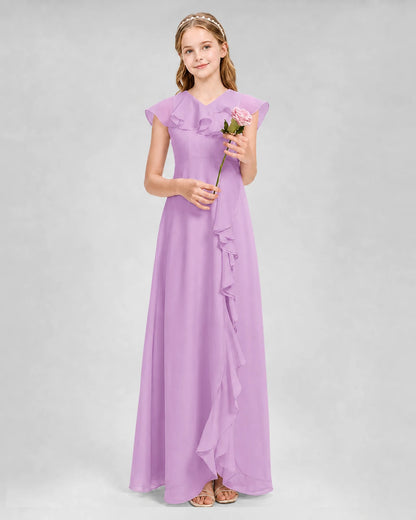 Lilac A-line Junior Bridesmaid Dresses Front