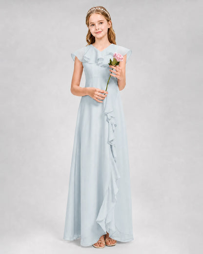 Mist A-line Junior Bridesmaid Dresses Front