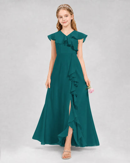 Peacock A-line Junior Bridesmaid Dresses Back