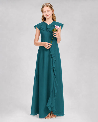 Peacock A-line Junior Bridesmaid Dresses Front