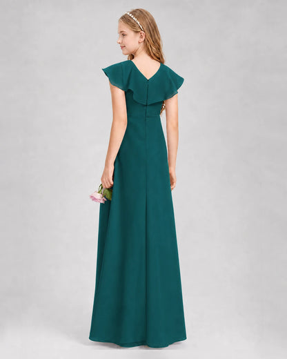 Peacock A-line Junior Bridesmaid Dresses Side
