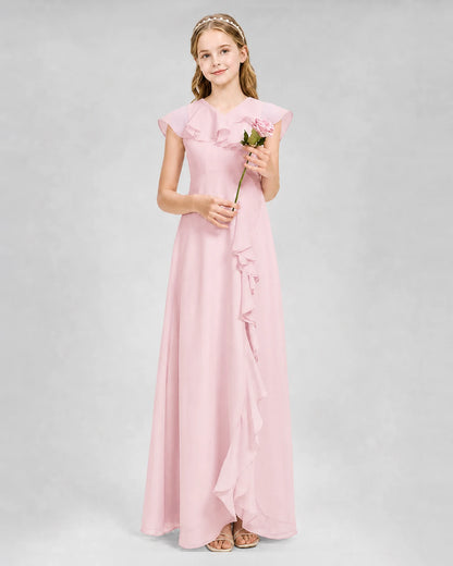 Pink A-line Junior Bridesmaid Dresses Front
