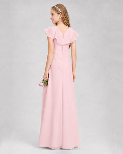 Pink A-line Junior Bridesmaid Dresses Side