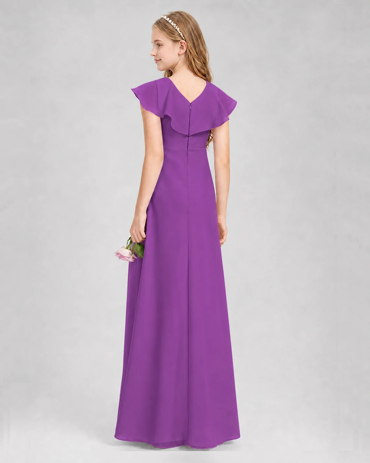 Purple A-line Junior Bridesmaid Dresses Side