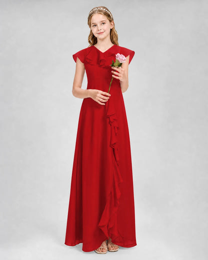 Red A-line Junior Bridesmaid Dresses Front