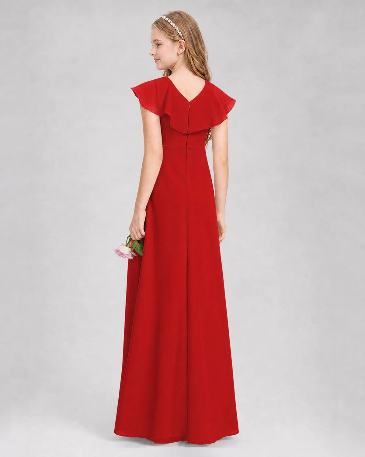 Red A-line Junior Bridesmaid Dresses Side