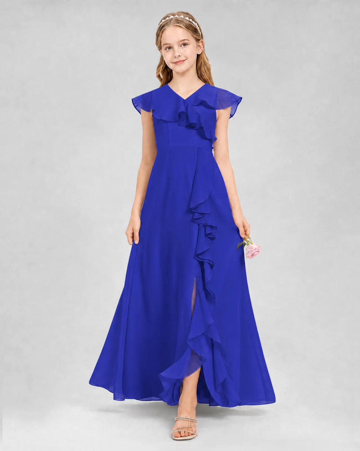 Royal Blue A-line Junior Bridesmaid Dresses Back
