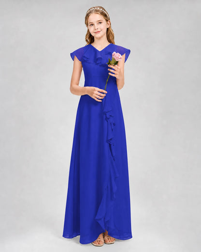 Royal Blue A-line Junior Bridesmaid Dresses Front