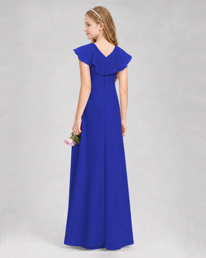 Royal Blue A-line Junior Bridesmaid Dresses Side