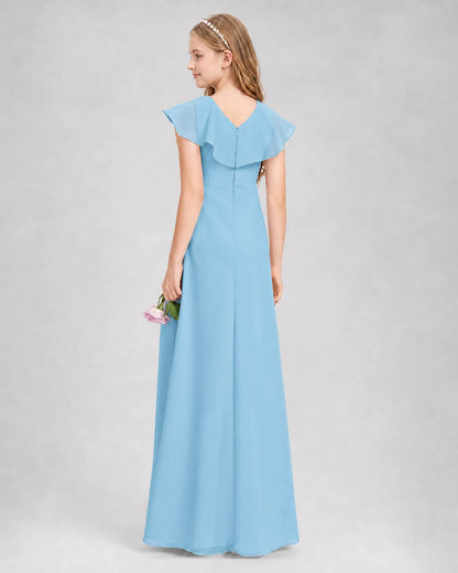 Sky Blue A-line Junior Bridesmaid Dresses Side