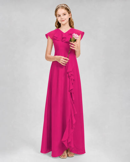 Hot Pink A-line Junior Bridesmaid Dresses Front