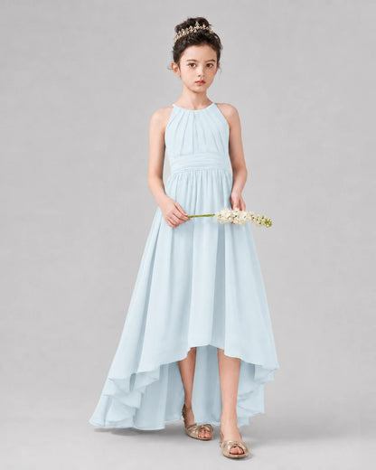 Baby Blue A-line Junior Bridesmaid Dresses Side