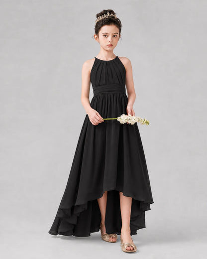 Black A-line Junior Bridesmaid Dresses Side