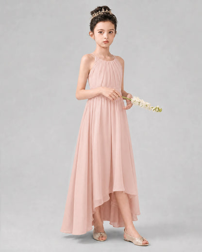 Blush Pink A-line Junior Bridesmaid Dresses Front