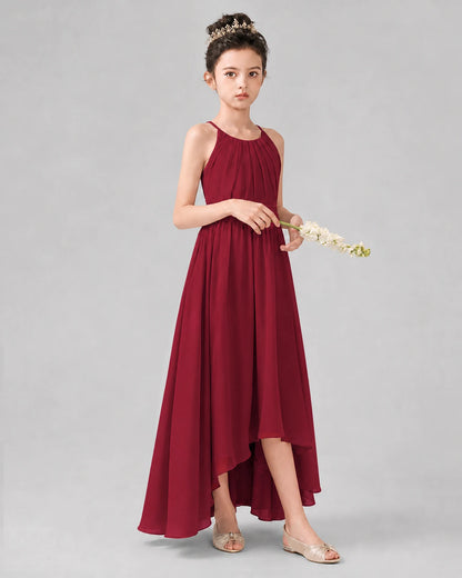 Burgundy A-line Junior Bridesmaid Dresses Front