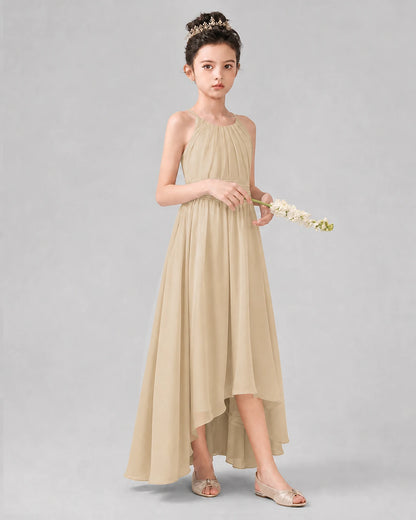 Champagne A-line Junior Bridesmaid Dresses Front